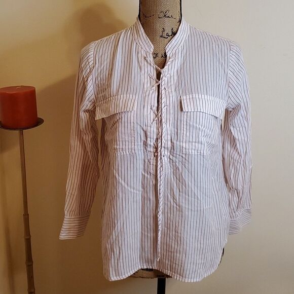 Madewell Tops - Madewell Oversized lace up striped top size XXS